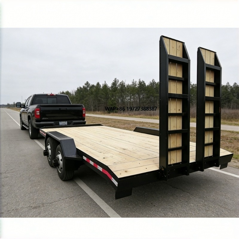 Heavy Equipment Hauling - مقطورة معدات ذات محورين مع سطح